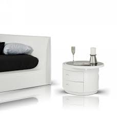 Crafted from solid, roughly hewn pine planks and manufacturer wood, this piece delivers clean lines and visible wood grain for a rustic touch in a traditional abode. Glossy White Round Nightstand Vig Modrest Symphony Modern Contemporary Vgwcsymphony Ns
