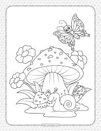 Continue to 5 of 14 below. A Snail Under The Mushroom Coloring Sheet