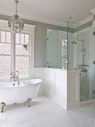 One thing led to another and that house became mine, because that house had not one, but two clawfoot tubs! Airy Bathroom With White Silver Clawfoot Bath Tub Hamptons Style Bathroom Bathroom Remodel Master House Bathroom