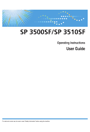 User manual, installation manual, manual, quick manual, brochure & specs Ricoh Sp 3510sf User Manual Pdf Download Manualslib