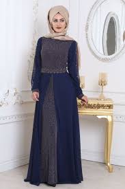 En Guzel Tesettur Island Simli Abiye Elbise Modelleri Aksamustu Giysileri Mavi Abiye The Dress