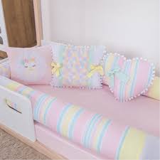 Capa de almofada em crochê 1/2. Kit Cama Montessoriano Solteiro Lhama Candy Colors Bebe Enxovais Bebe Enxovais