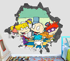 Rugrats, tommy hilfiger, reptar, angelica, phil, lil, chuckie, tommy pickles, chuckie finster, 90s, 80s, 1990s, childhood, animation, tv shows, television. Rugrats Tommy Angelica Chuckie Wall Decal Smashed 3d Sticker Vinyl Decor Mural Kids Broken Wall 3d Designs Op259 Small Wide 22 X 16 Height Buy Online In Aruba At