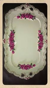 Seramik Gullu Tepsi Seramik Ahsap Palet Nisan