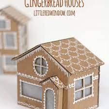 Tiny Cardboard Gingerbread Houses Little Red Window Pack of 12 diy putz style glitter houses unassembled corrugated cardboard houses. tiny cardboard gingerbread houses