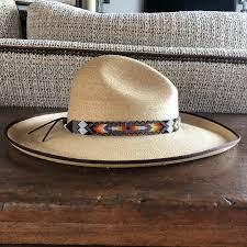 Beaded Hat Band Hatbands Cowboy Western Leather Ties Etsy In 2021 Beaded Hat Bands Hat Band Beaded Hat