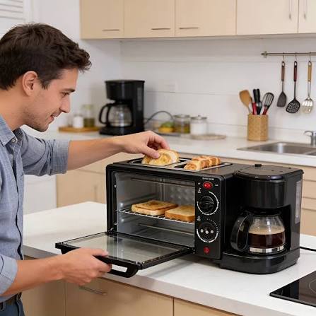 COCINA MULTIFUNCIÓN 3 EN 1! 🍳🧇☕️ ▪️La forma más rápida de cocinar todo  tipo de alimentos ▪️Multifunción: horno de 12 litros + cafetera con filtro  + plancha antiadherente con tapa de vidrio