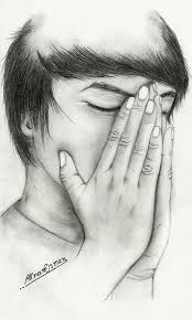 من رسوماتي القديمة بقلم الرصاص بكاء صامت أكرم عثمان male sketch art male