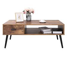 Gray medium round metal coffee table with pedestal base. Review For Iwell Mid Century Boho Coffee Table With 1 Drawer And Storage Shelf For Living Room 43 Inch Cocktail Table Tv Table Rectangular Sofa Table Office Table Elegant Table Rustic Brown
