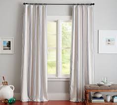 Sew some simple drop cloth curtains. Riviera Striped Linen Cotton Rod Pocket Blackout Curtain Pottery Barn