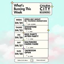 What's Buzzing 🐝 This week is going to be a busy one! We'll see you here  for all the fun.🍻 #baltimore #baltimoremd #charmcity #charmcitymeadworks  #mead #meads #meadery #meadlover #meaddrinker #meadstagram #beer  #beerstagram #