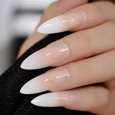 Ombre Extra Long French Nail Extreme Stiletto Sharp Gradient Nude White 24 Fake Nails Acrylic Nails Wholesale Manicure Tips False Nails Aliexpress