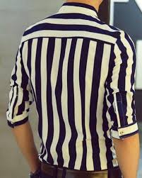 What matches with black shirts? White Shirt With Black Lines For Man