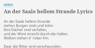 An der saale hellem strande 1. An Der Saale Hellem Strande Lyrics By Heino An Der Saale Hellem