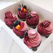 Fresh Fruit Topped Cupcakes Pomegranate Macaron Fruit Swirl Dessert Desserts Cupcake Cakes Dessert Recipes