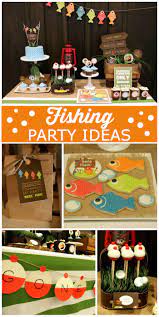 See more party ideas at catchmyparty.com! An Awesome Fishing Themed Boy Birthday P Fishing Party Fishing Birthday Fishing Birthday Party