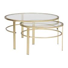 Great savings & free delivery / collection on many items. Studio Designs Home Corbel Modern Round Nesting Coffee Table Set 36 W 26 W In Gold Clear Glass Buy Online In Bahamas At Bahamas Desertcart Com Productid 104180570