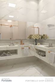 Neste Banheiro O Mesmo Revestimento Em Porcelanato Que Reproduz Marmore De Um Branco Puris Banheiros Modernos Decoracao Banheiro Pequeno Porcelanato Banheiro