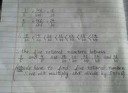 Rational numbers are the numbers which can be expressed in the form of p and q where q ≠ 0. Find Five Rational Numbers Between 3 5and 4 5 Mathematics Topperlearning Com Vg7e6err