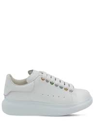 Alexander Mcqueen 45mm Leather Glitter Sneakers White Multi Luisaviaroma