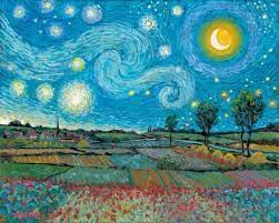 John Myatt Starry Night With New Day Dawning A Hand Finished Canvas By Infamous Art Fraudster Turned Legitimate Artist Starry Night Van Gogh Starry Night Art