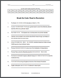 The Road To Revolution Decipher The Code Puzzle Worksheet Is Free To Print T Social Studies Worksheets Revolutionary War Activities 7th Grade Social Studies
