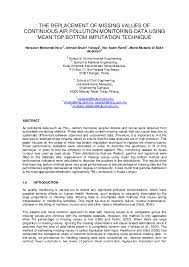 Causes of air pollution have left everyone worried about their health. Pdf The Replacement Of Missing Values Of Continuous Air Pollution Monitoring Data Using Mean Top Bottom Imputation Technique Norazian Mohamed Noor Phd Academia Edu