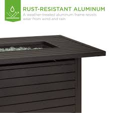 Check spelling or type a new query. Amazon Com Best Choice Products 57in 50 000 Btu Rectangular Extruded Aluminum Gas Fire Pit Table W Burner Lid Storage Cover Glass Beads Dark Brown Patio Lawn Garden