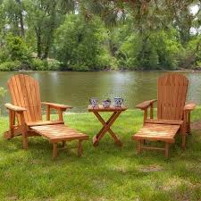 A Three Piece Set With Two Adirondack Chairs And A Side Table Perfect For Use Around A Fire Garden Patio Furniture Patio Furniture Sets Garden Furniture Sets