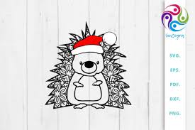Download Zentangle Hedgehog With Santa Hat Svg Graphic By Sintegra Creative Fabrica SVG Cut Files