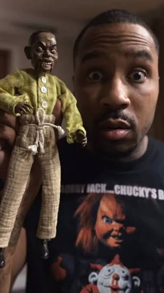 One of my best nostalgic collections in my crib “Tales from the Hood” doll  and painting 😈🙌🏽💪🏽💯 , Doll made by @roger.toscano.7 ,  #talesfromthehood #90snostalgia #horror #90shorror #scary