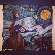 Van Gogh Yildizli Gece Quilling Art Artist Heykel Gece Artist