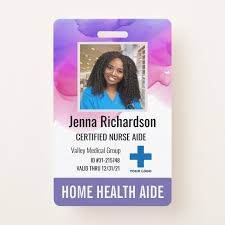 Home Health Aide Certified Nurse Aide Photo Id Badge Zazzle Com In 2020 Home Health Aide Certified Nurse Home Health