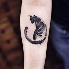 Black cat tattoo is really not for the superstitious people. Watercolor Black And White Cat Tattoo Tattoos Black Cat Tattoos Watercolor Cat Tattoo