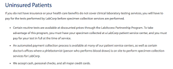 How much do blood tests cost? Labcorp Program Offers Discounted Fees On Lab Tests For Uninsured People Or Cash Patients Clear Health Costs