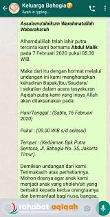 Pernikahan, khitan, ulang tahun, aqiqah, dll. Contoh Undangan Aqiqah Melalui Wa
