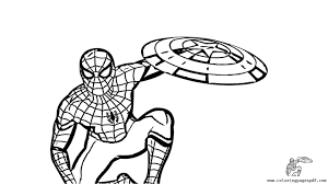 Captain america shield coloring page. Coloring Page Of Spiderman With Captain America S Shield