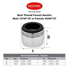 In addition to flow restricted aerators, neoperl® also offers a pressure compensating (pca®) faucet aerator that maintains a constant and comfortable water flow, for use in the kitchen or bathroom. 2 Pack 0 5gpm Sink Faucet Aerator Chrome Regular Standard Size Male And Female Dual Thread Aerator Commercial Bathroom Sink Faucets Industrial Scientific Semo Es