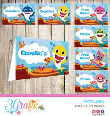 Free printable baby shark props. Baby Shark Food Tent Cards Download Party Supplies
