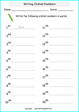 English ordinal numbers are numbers which indicate a position or order of things and objects. Grade 1 Ordinal Numbers Math School Worksheets For Primary And Elementary Math Education