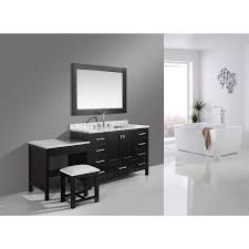 68 inch wide, sink on left side 103 inch wide complete your bathroom project with this beautiful looking makeup table and sink vanity. Design Element London 78 Inch Single Sink Espresso Vanity Set With Makeup Table And Bench Seat Overstock 9505990