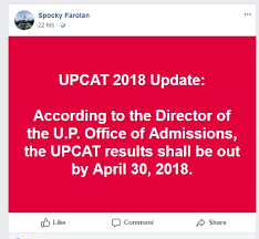 The upcat results are also available at the upcat website. Upcat 2018 Results To Be Released April 30 Says Up Regent Spocky Farolan The Filipino Scribe