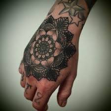 Maybe you would like to learn more about one of these? 18 Amazing Geometric Dotwork Hand Tattoos Geometric Flower Tattoo Body Art Tattoos Mandala Hand Tattoos
