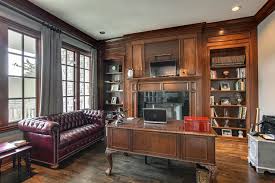 Traditional Home Office With The Original Chesterfield Sofa Hardwood Floors Cameron Cotton Pole Pocket Drape High C Traditional Home Office Home Home Office