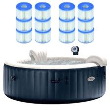 Same old features include beautiful chrome steel jets,7 color led mood lighting fixtures, and a number of therapeutic jets designed to the touch all areas of the body with comfort in mind. Intex 28409e Purespa 6 Person Home Inflatable Portable Heated Round Hot Tub 85 X 28 With Bubble Jets Heat Pump And 12 Type S1 Filter Cartridges Target