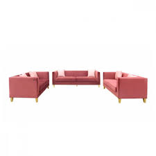 طقم كنب 3 قطع بقواعد ذهبية ليلت أثاث و إكسسوارات