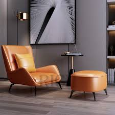 Accent chairs living room chairs : Nordic Leisure Style Chairs Orange Color Relax Accent Chair With Footstool Living Room Furniture Saddle Leather Lounge Chair Buy Lounge Chair Accent Chair With Footstool Leisure Style Caffe Chairs Product On Alibaba Com