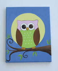 Bird Sitting On Tree Drawing For Kids Pin By Fabulous Frog Creations On Owl Love Owl Painting Canvas Painting Kids Paint Night