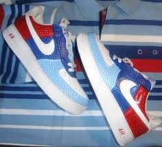 Buy Remixdakickz Red Blue Polo Custom Painted Air Force One Sneakers Customized Nike Air Force One Sneakers At Hiph Sneakers Red And Blue Nike Air Force Ones