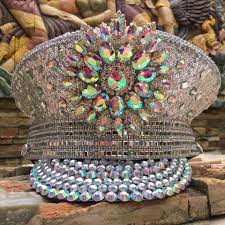 Asta Captain Hat With Led Light Festival Burning Man Rave Captain Hat Men Women Silver Hats For Men Rave Hats Festival Hat